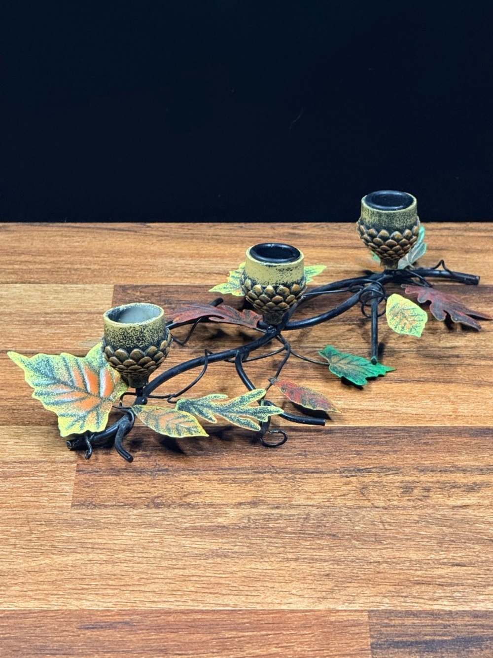 Acorn and Leaves Candle Stick Holder Centerpiece Decor